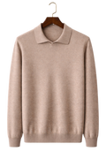 Alpine Sand Pure Maison Worsted Cashmere Long Sleeve Polo