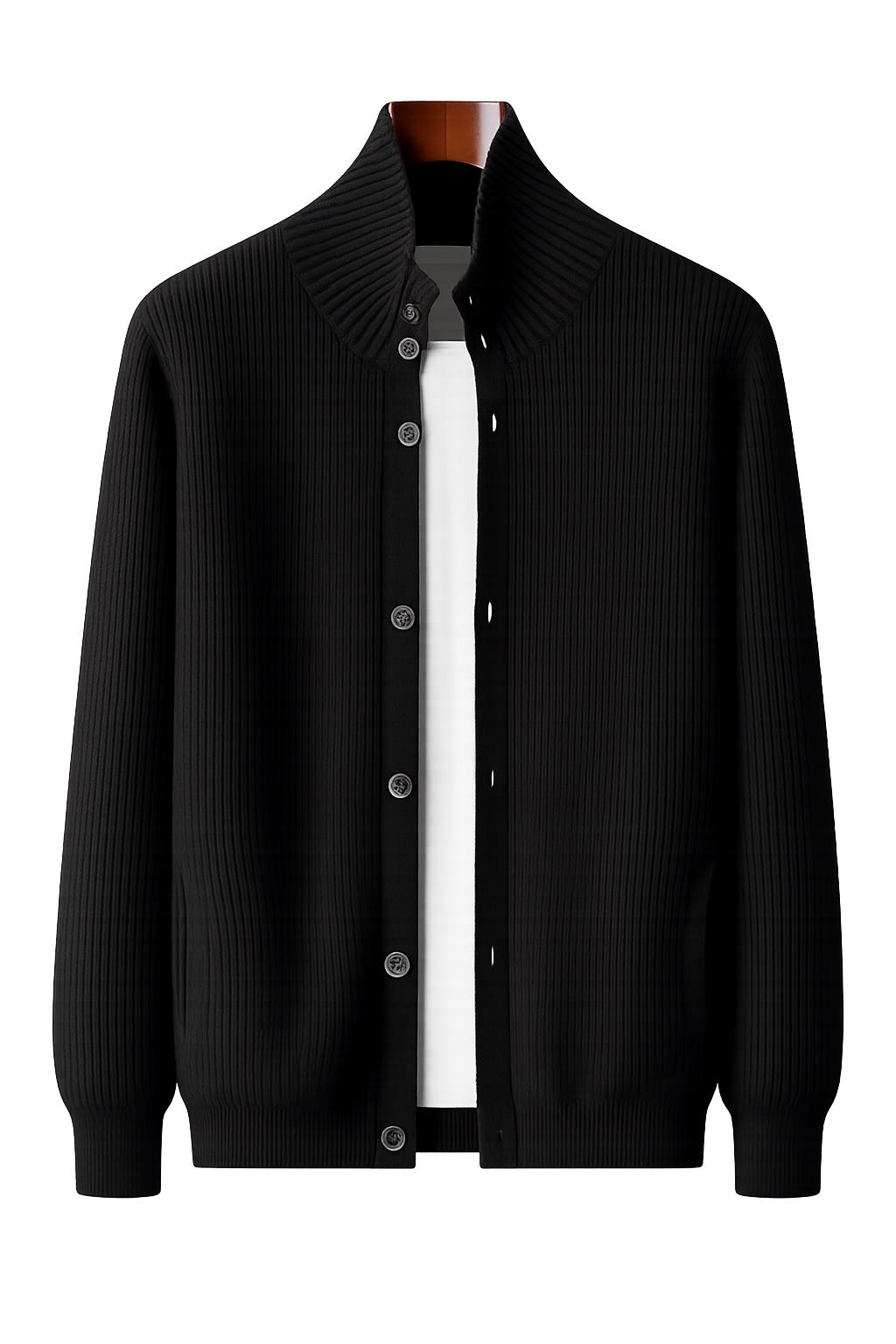Stand-Collar Knit Cardigan