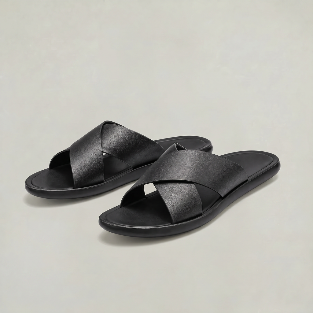 Men's Cross Strap Slide Sandals - Anti-Slip Home Slippers