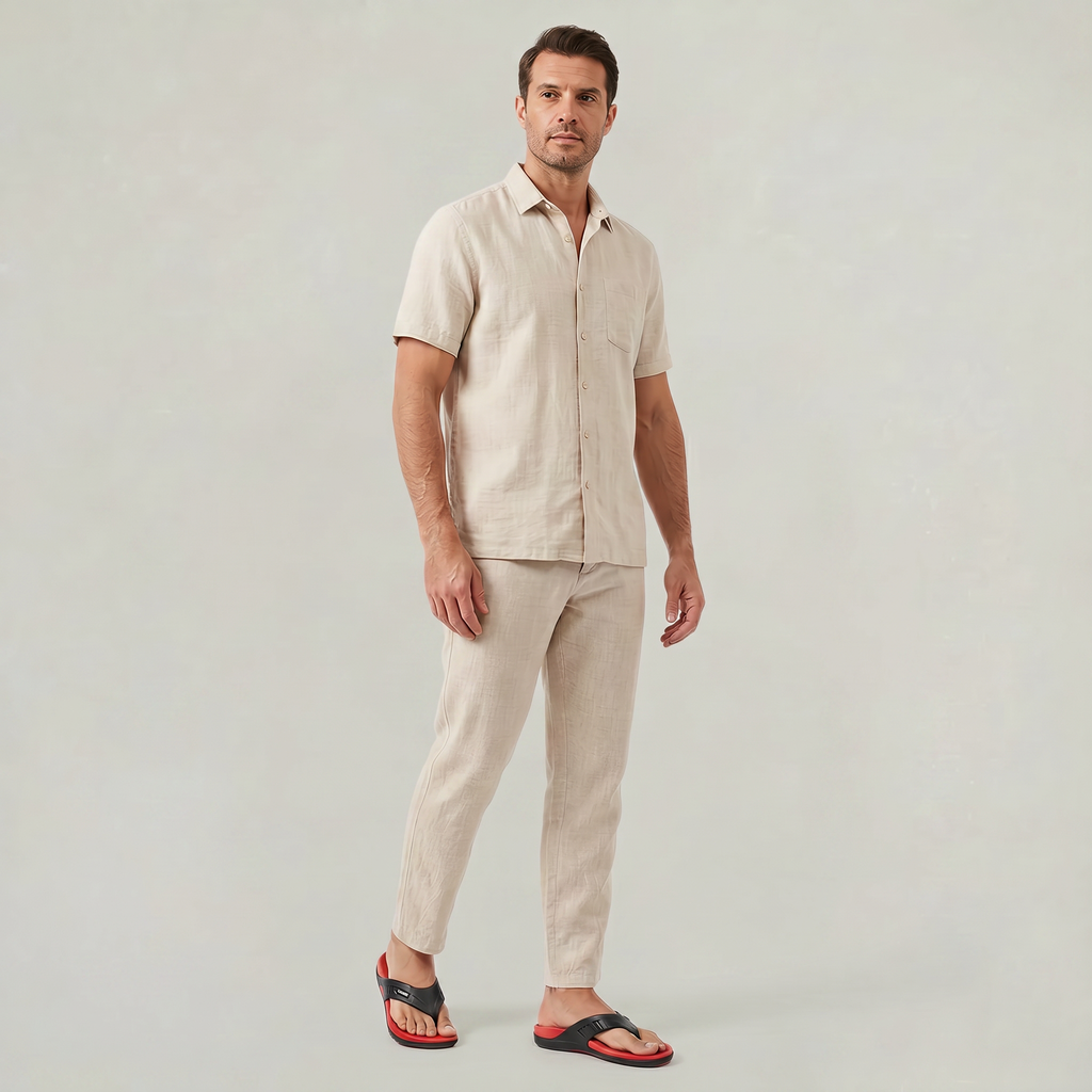 Men's Lightweight Beach Flip Flop Sandals With Textured Footbed