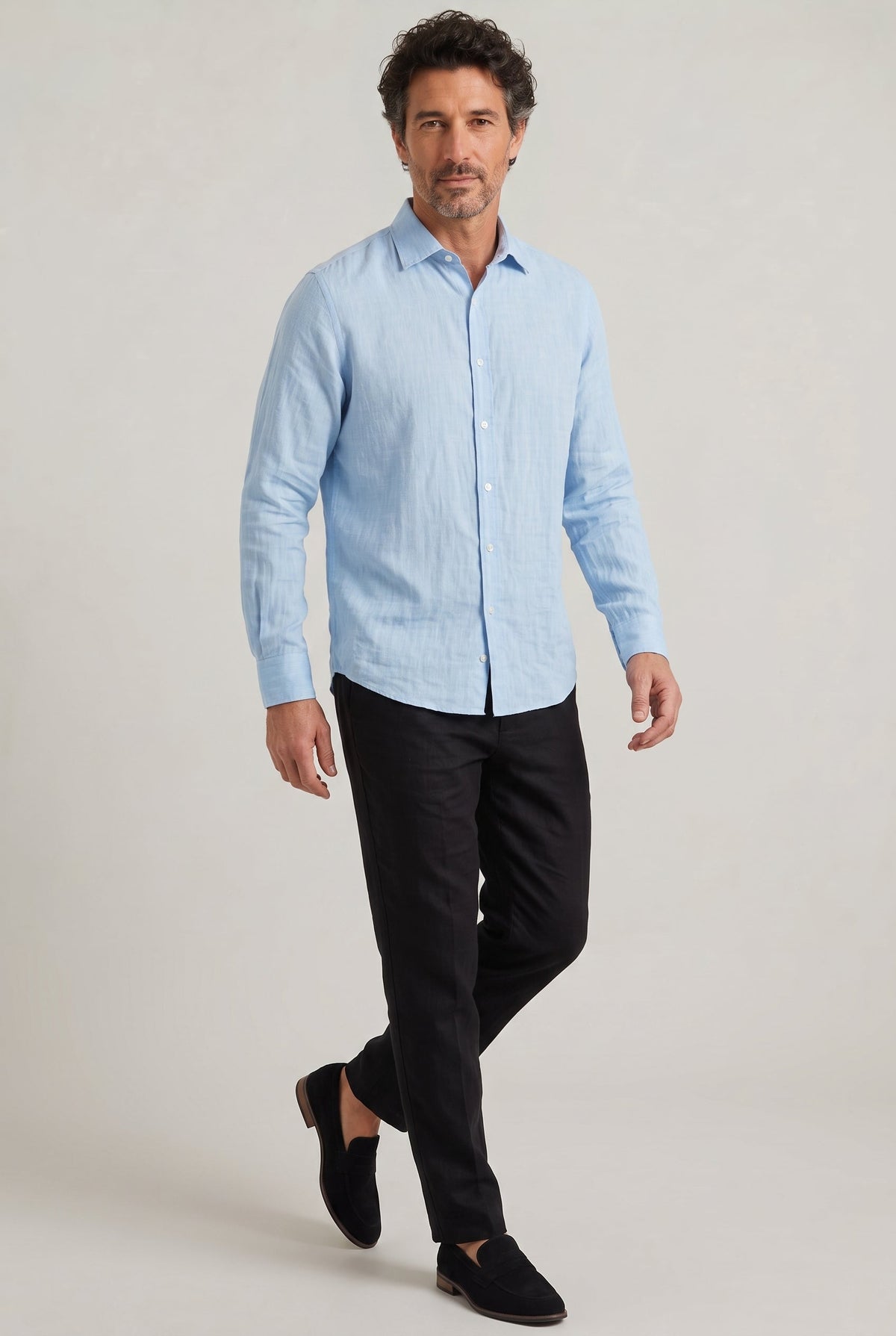 Men's Long Sleeve Linen Button Down Shirt
