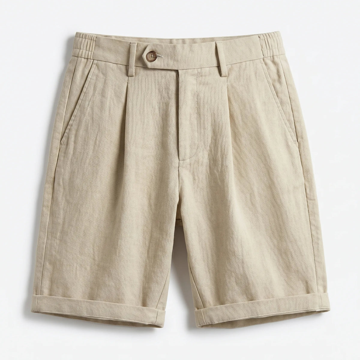 Men’s Pleated Linen Look Shorts – Tailored Summer Fit