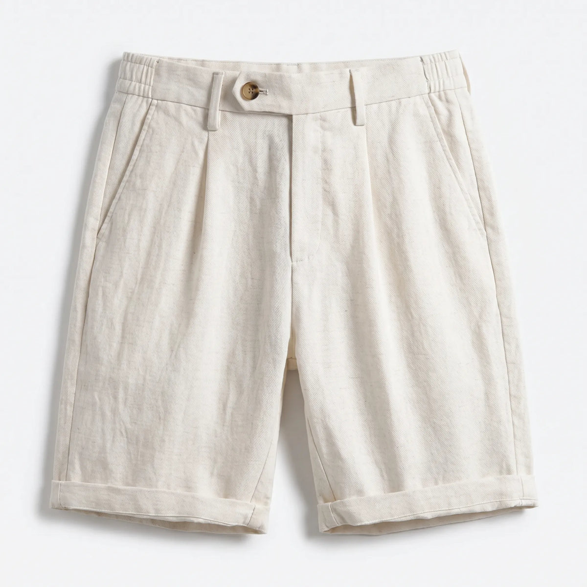 Men’s Pleated Linen Look Shorts – Tailored Summer Fit