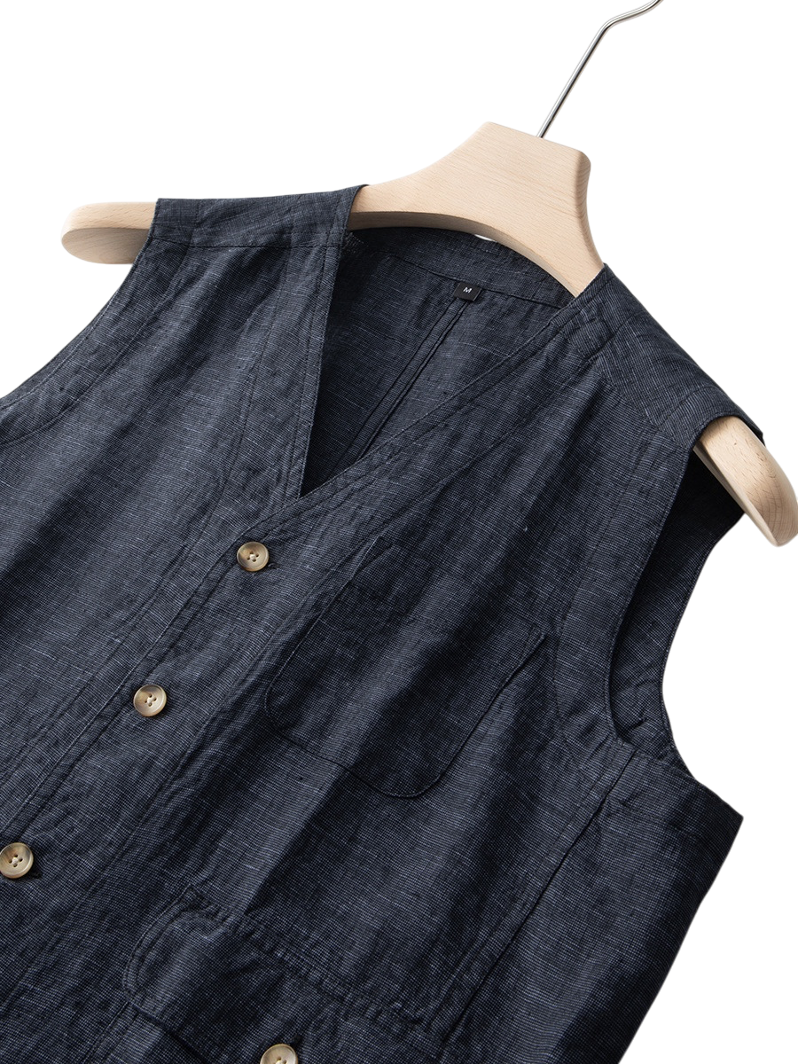 Élan Indigo Linen Vest
