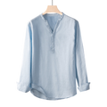 Minimal V-Neck Linen Shirt
