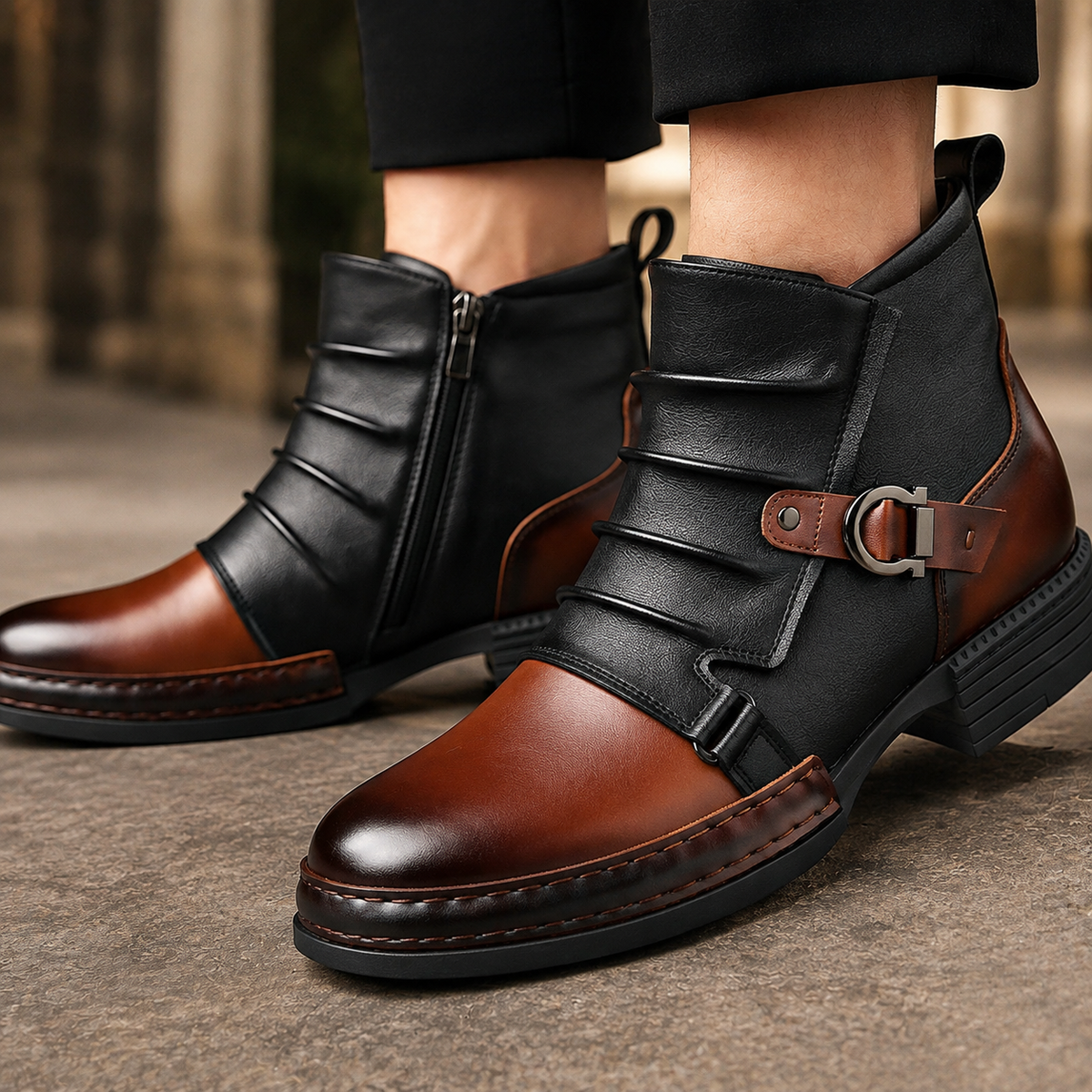 Borrelli Buckle Ankle Boots
