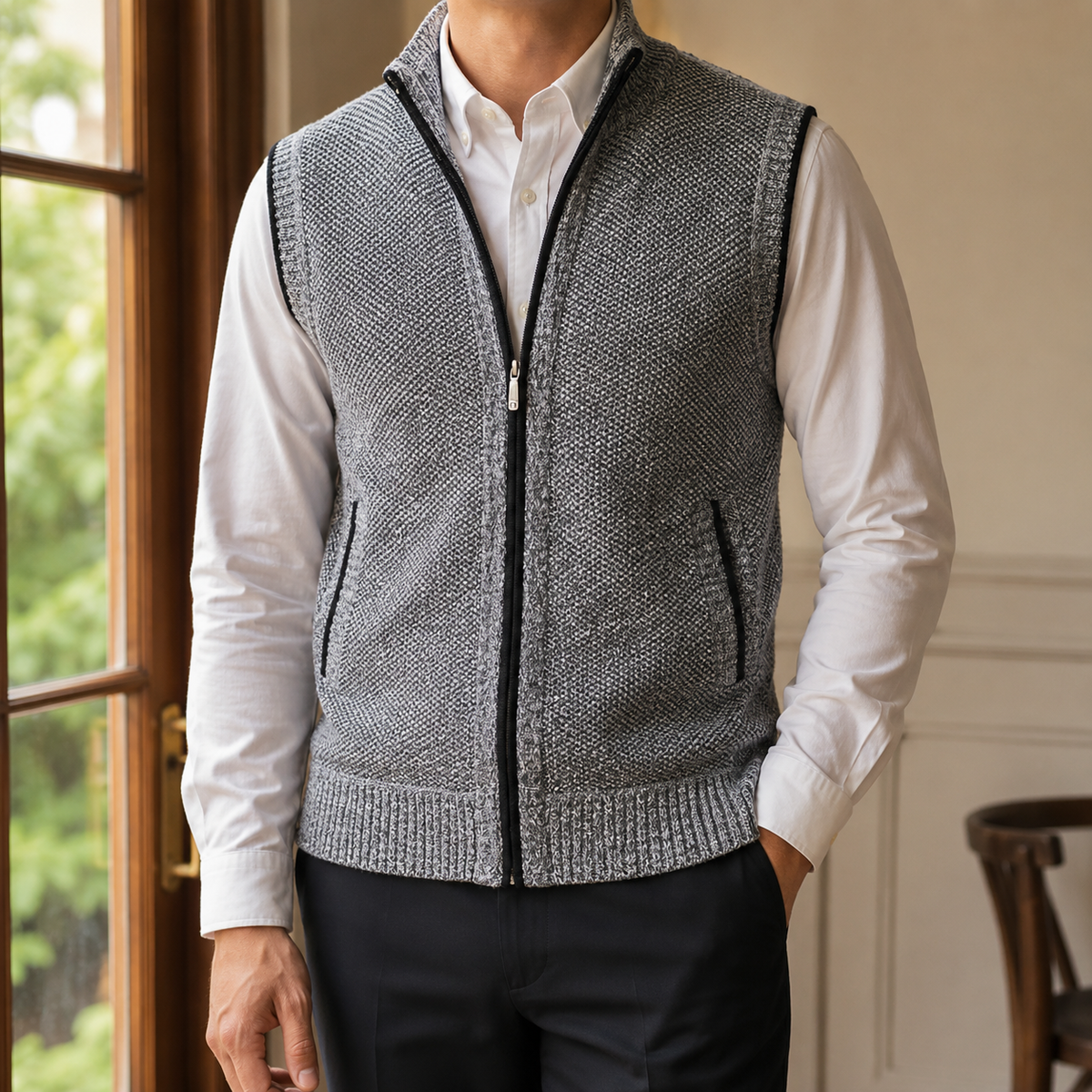 Caleb Sleeveless Knit Jacket