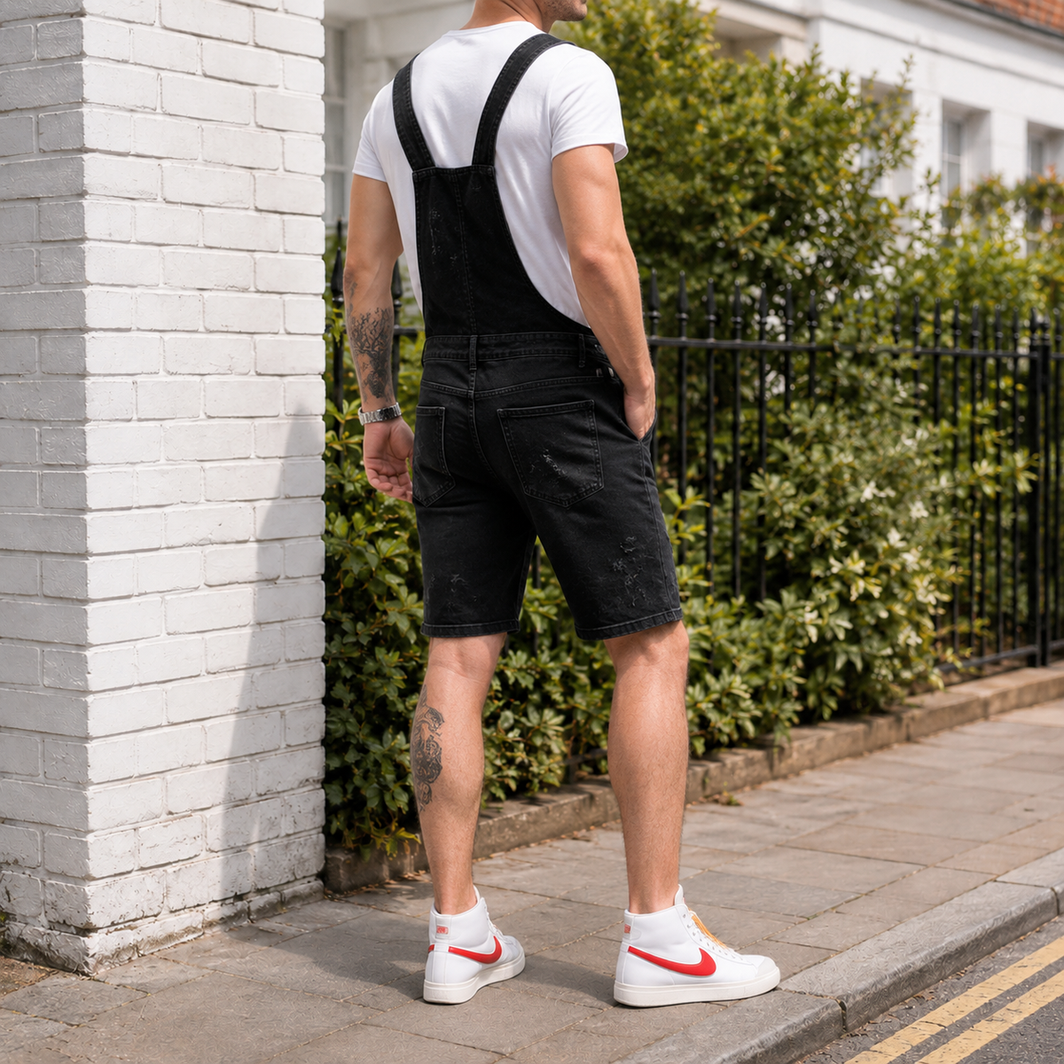 Rupert Distressed Short Overalls