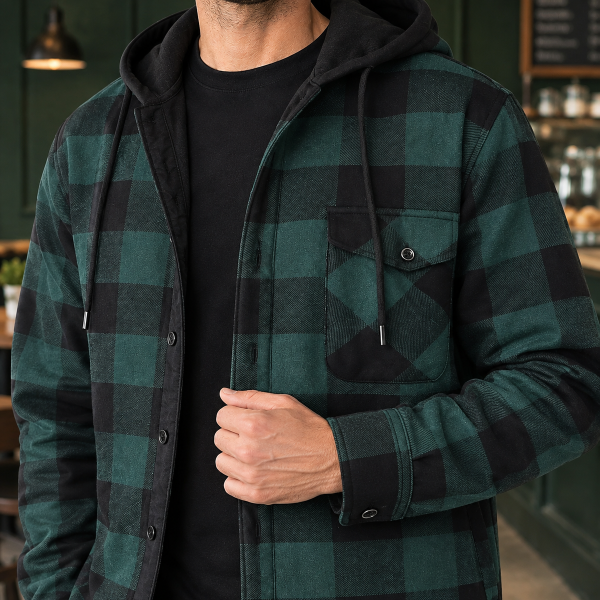 Sterling Hooded Plaid Jacket