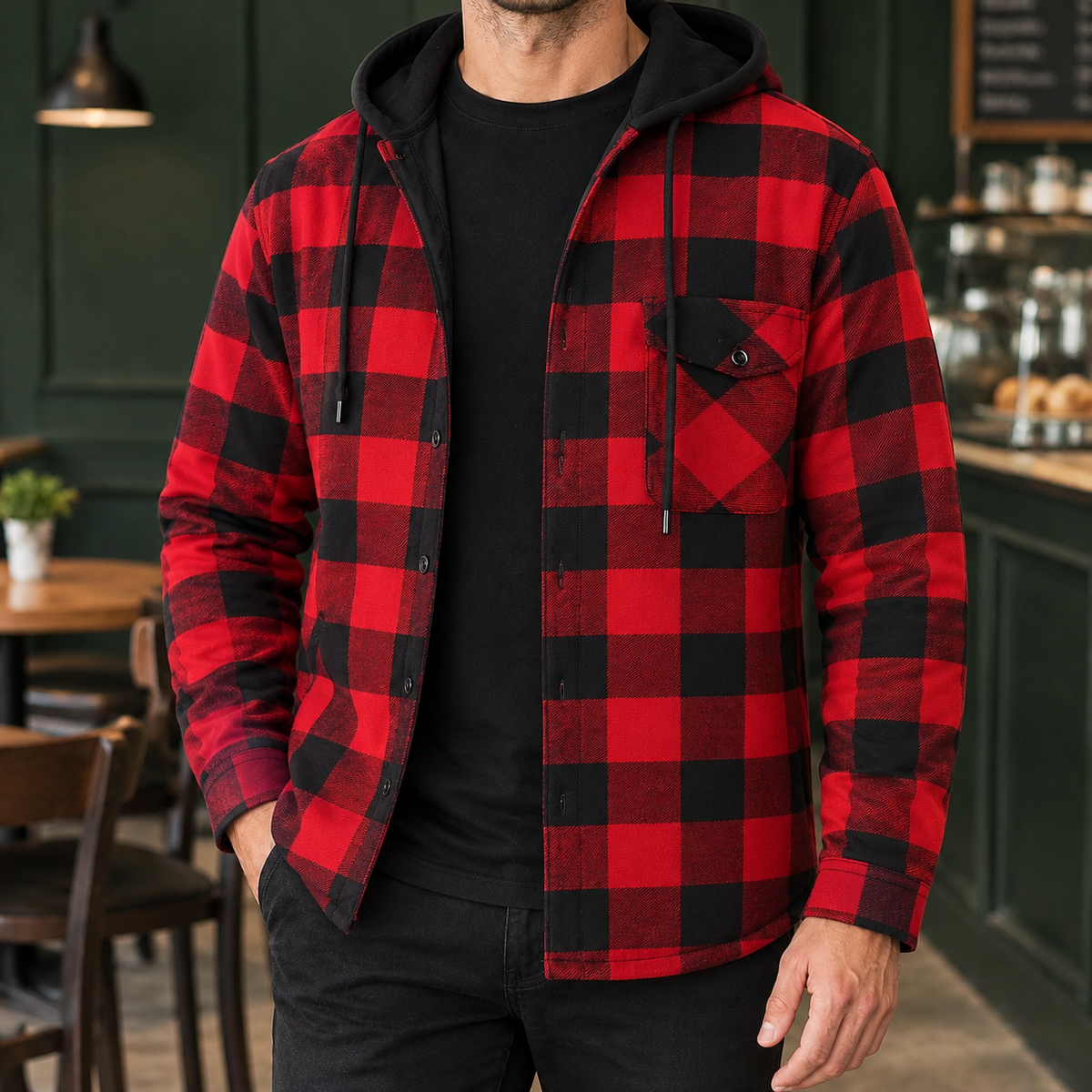 Sterling Hooded Plaid Jacket