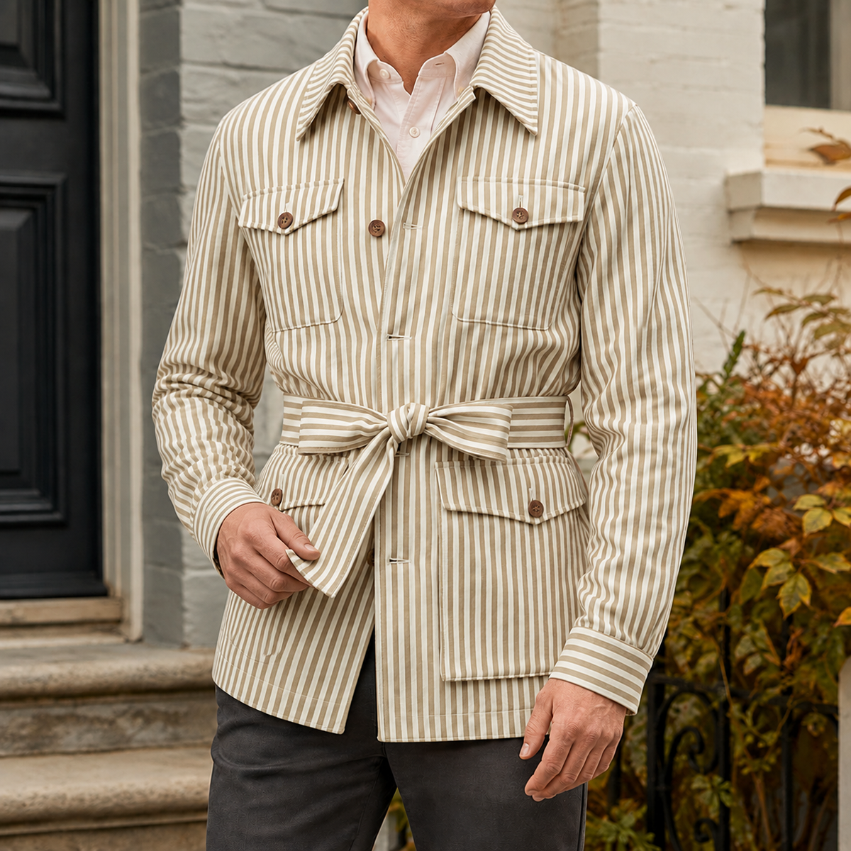 Dorian Striped Safari Jacket