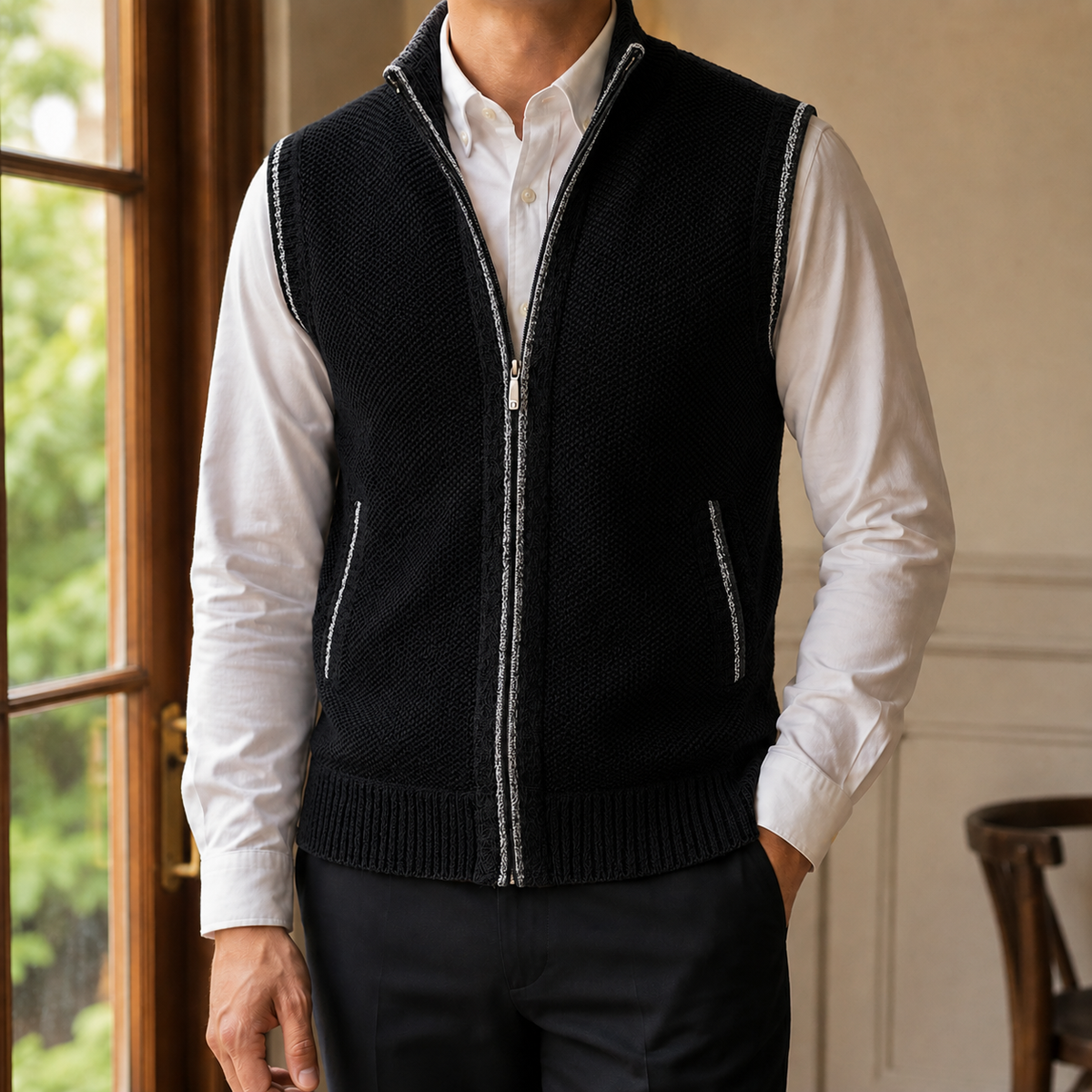 Caleb Sleeveless Knit Jacket