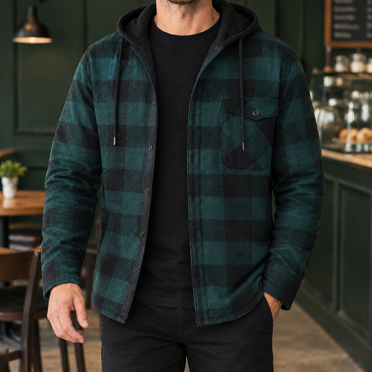 Sterling Hooded Plaid Jacket