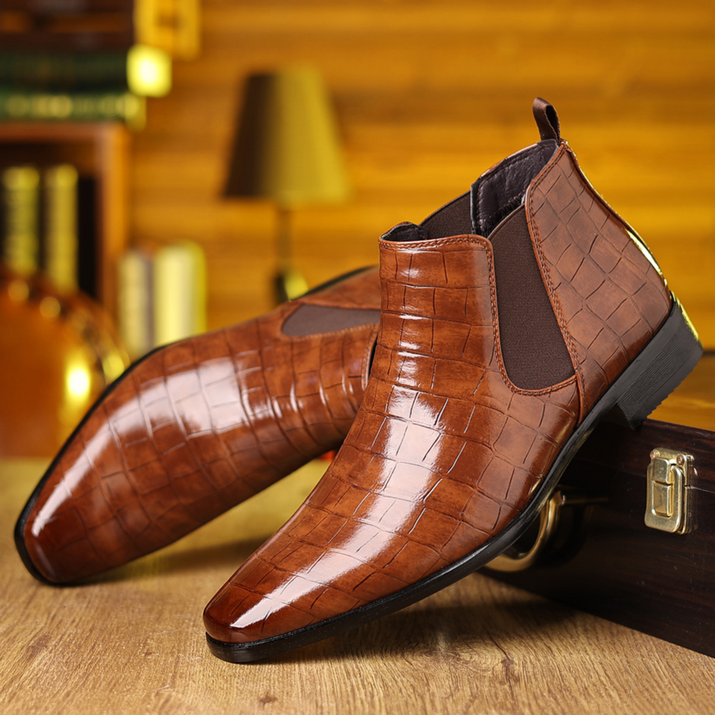 Luxe Croc Chelsea Boots